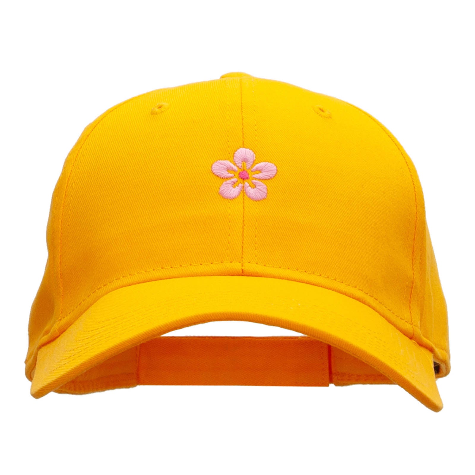 Cherry Blossom Embroidered Low Profile Cap, Yellow / One Size